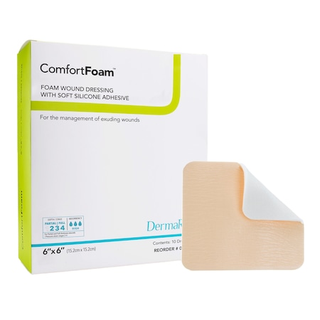 Comfortfoam Border Silicone Adhesive with Border Silicone Foam Dressing, 6 x 6 Inch, Sterile, 10PK 00318E